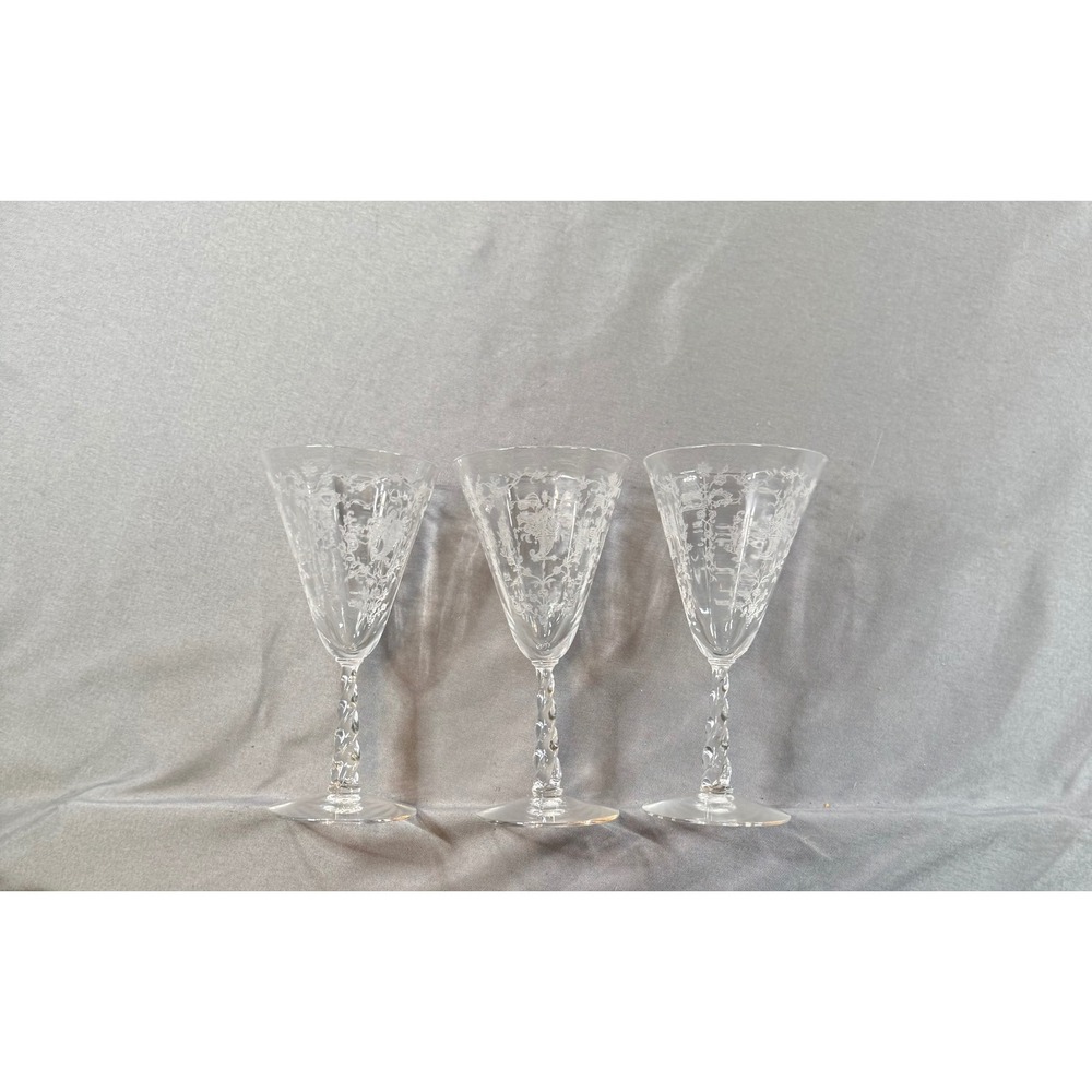 Vintage Fostoria Mayflower Water Goblets. Set of 3